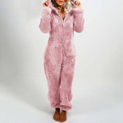 Women's Pyjama Onesie - Front Zipper with Hooded Design