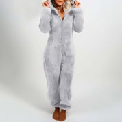 Women's Pyjama Onesie - Front Zipper with Hooded Design