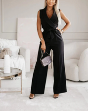 Elegant Sleeveless Wrap with Wide-Leg Jumpsuit for Women