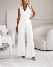 Elegant Sleeveless Wrap with Wide-Leg Jumpsuit for Women