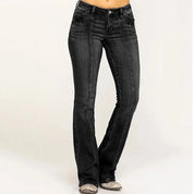 Women's Mid-Rise Flared Jeans - Front Seam Detail