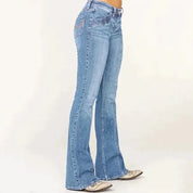 Women's Mid-Rise Flared Jeans - Front Seam Detail