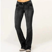 Women's Mid-Rise Flared Jeans - Front Seam Detail