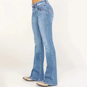Women's Mid-Rise Flared Jeans - Front Seam Detail