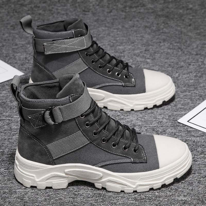 Men's Ankle Boots - Strap Detail and Chunky Sole