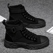 Men's Ankle Boots - Strap Detail and Chunky Sole