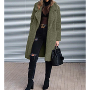 Women's Coat - Fuzzy Texture with Notch Lapel