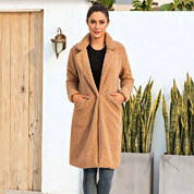 Women's Coat - Fuzzy Texture with Notch Lapel