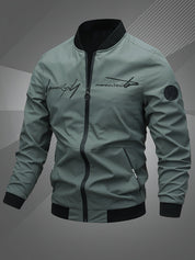Letter Embroidered Bomber Jacket for Men | Zachary