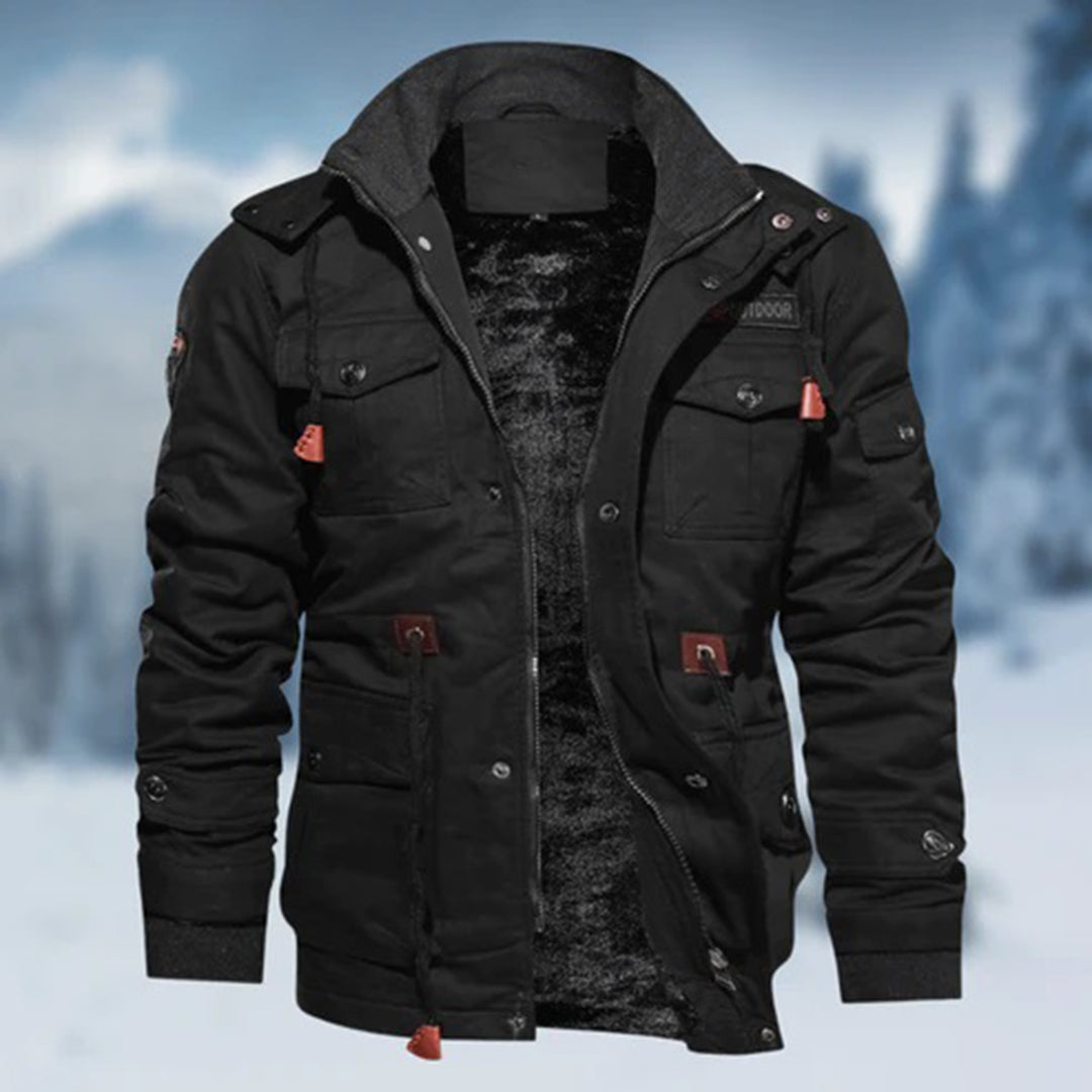 Men's Winter Jacket – Field Style with Multiple Pockets
