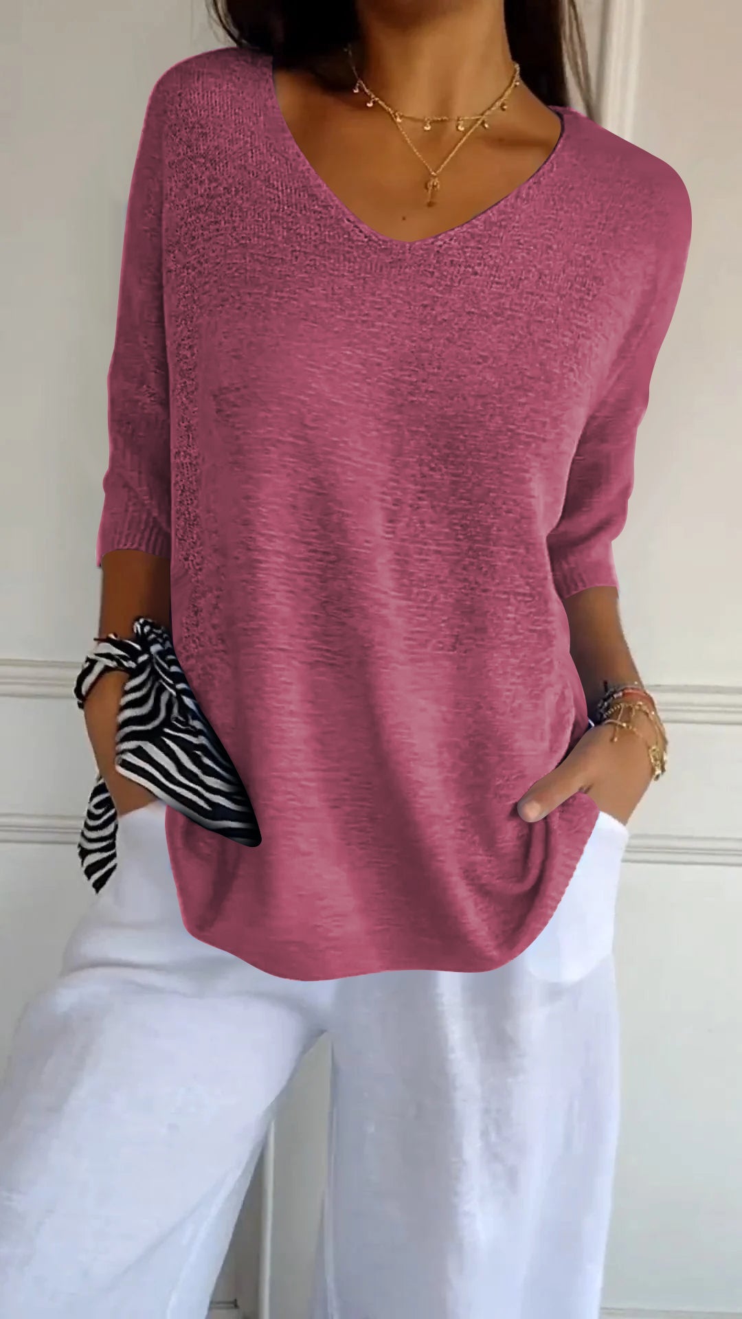 Chic and Stylish Loose V-Neck Top for Women
