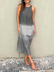Women's Relaxed Fit Midi Dress - Sleeveless Gradient Natural Fibers