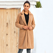 Women's Coat - Fuzzy Texture with Notch Lapel