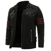 Men's Black Leather Jacket - Biker Outerwear