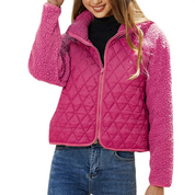 Women's Quilted Jacket - Cropped & Stand-Up Collar