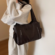 Women's Shoulder Bag - Multi-Pocket with Zip Details