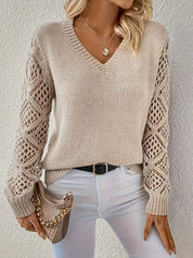 Chic V-Neck Sweater with Cut-Out Detail for Women | Katie
