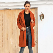 Women's Coat - Fuzzy Texture with Notch Lapel