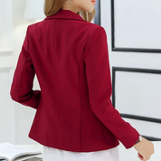 Women's Blazer - One-Button Closure with Notch Lapel Collar