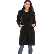 Women's Coat - Fuzzy Texture with Notch Lapel