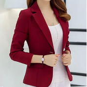 Women's Blazer - One-Button Closure with Notch Lapel Collar