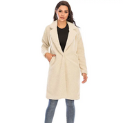 Women's Coat - Fuzzy Texture with Notch Lapel