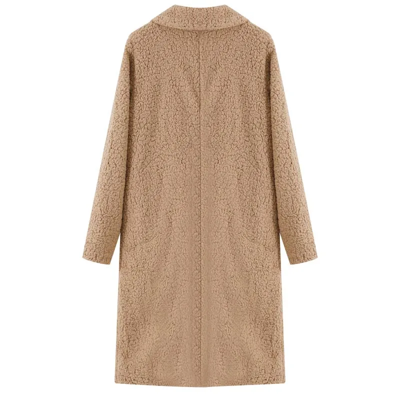 Women's Coat - Fuzzy Texture with Notch Lapel