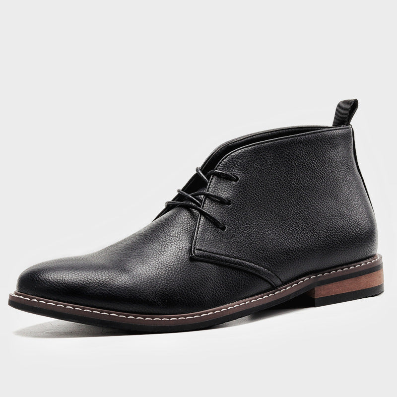 Men's Lace-Up Ankle Boots - Low Heel