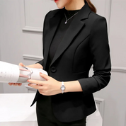 Women's Blazer - One-Button Closure with Notch Lapel Collar