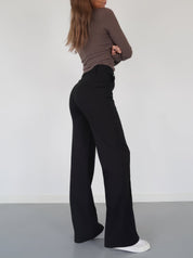 Women's Straight Leg Work Trousers - High-Waisted & Smart Casual