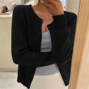 Women's Cardigan - Button-Down Closure with Ribbed Hem & Cuffs