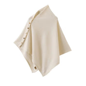 Women's Button Detail Poncho - Asymmetric Design with Draped Fit