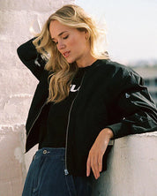 Women's Bomber Jacket - Full Zip with Side & Sleeve Pockets