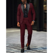 Men's Blazer and Trousers Set - Shawl Lapel with Contrast Colour