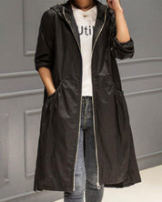 Women's Waterproof Long Jacket - Hooded Outerwear
