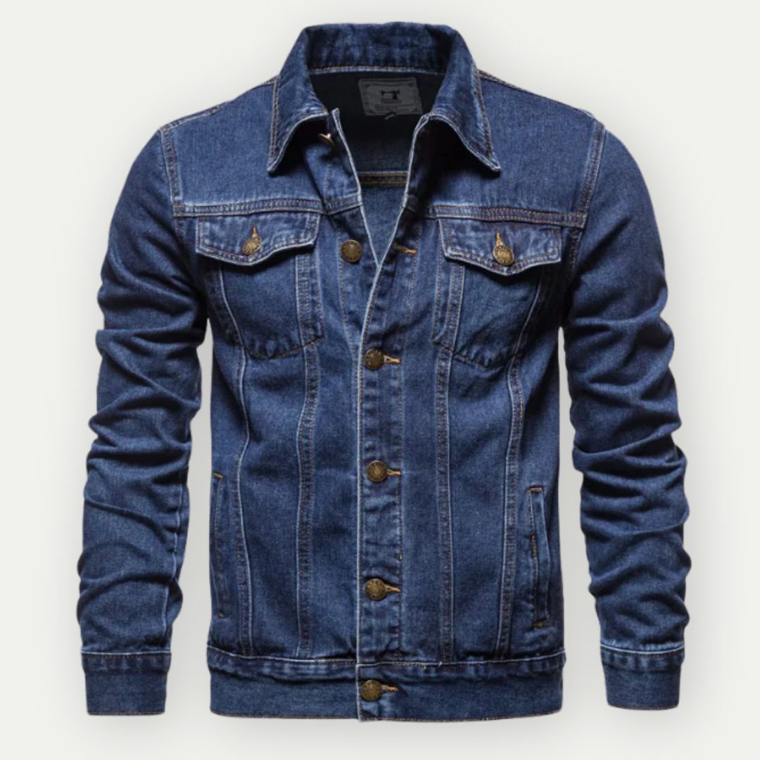 Men's Denim Jacket - Contrast Stitching with Button Pockets