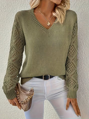 Chic V-Neck Sweater with Cut-Out Detail for Women | Katie