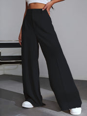 Women's High Waisted Wide Leg Trousers - Pleated Style
