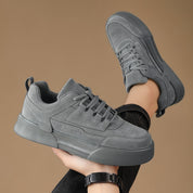 Men's Lace-Up Trainers - Platform Sole with Panel Details