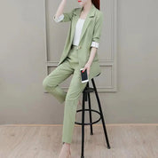 Women's 3-Piece Blazer Suit Set - One-Button Closure with Slim-Fit Trousers
