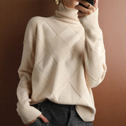 Women’s Jumper - Diamond Knit with Roll Neck