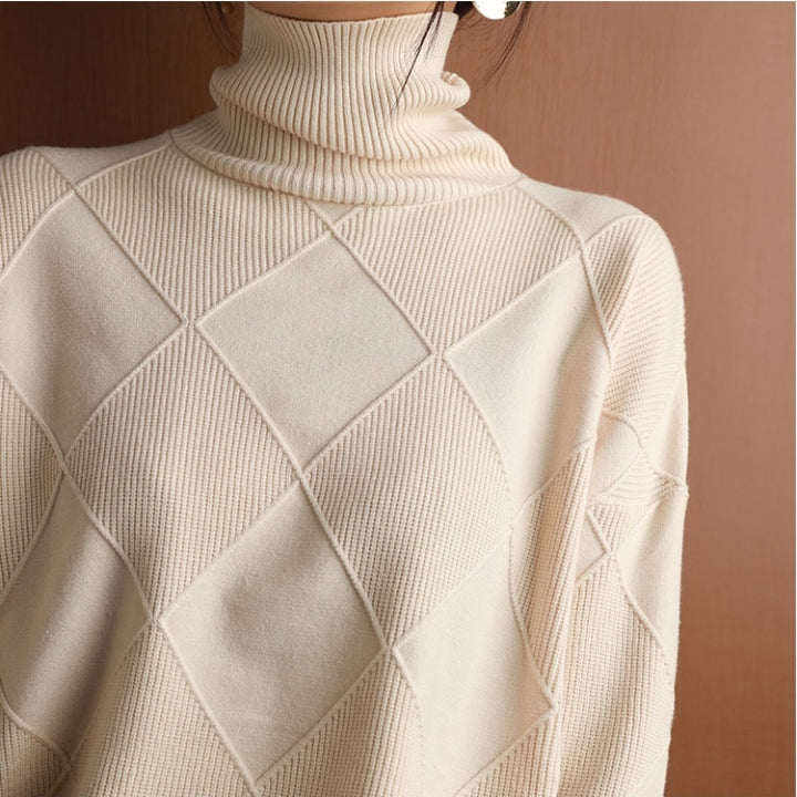 Women’s Jumper - Diamond Knit with Roll Neck