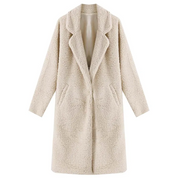 Women's Coat - Fuzzy Texture with Notch Lapel