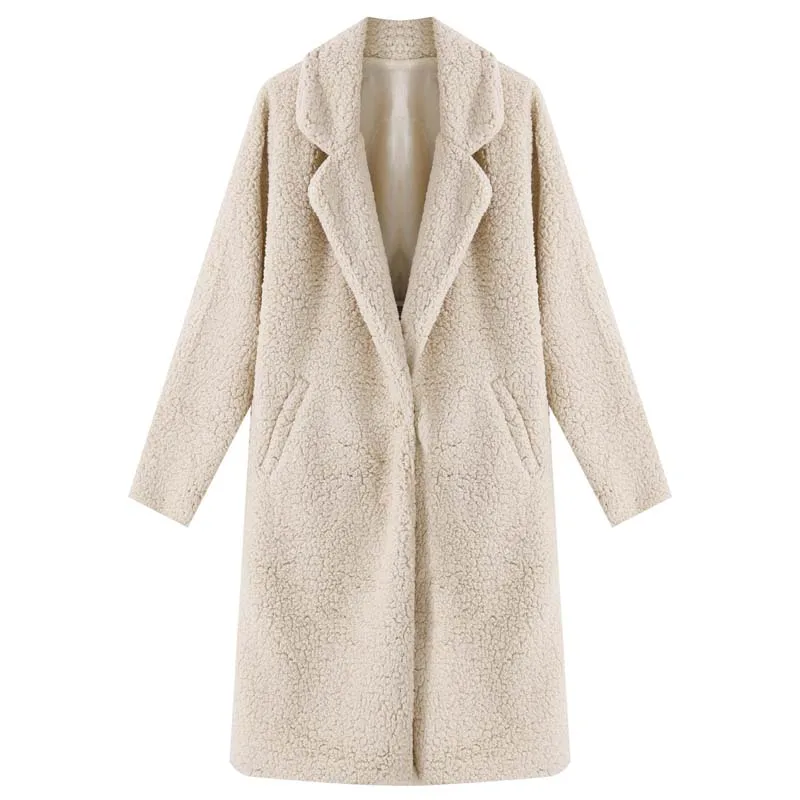 Women's Coat - Fuzzy Texture with Notch Lapel