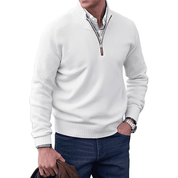Men's Jumper - Quarter-Zip with Ribbed Cuffs