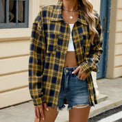 Women's Plaid Shirt - Button-Front with Chest Pockets