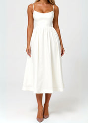 Wedding Guest Dress, Elegant Corset Midi Dress for Women - White, Light Blue, Pink, Purple