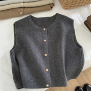 Women's Gilet - Button-Front with Round Neck