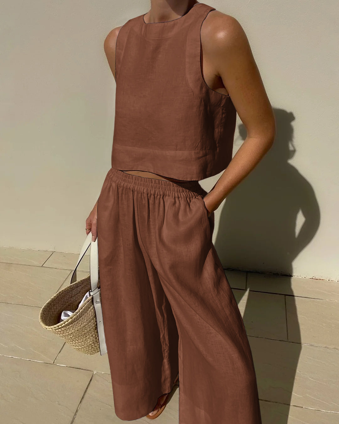 Minimalist Linen Two-Piece Set for Women
