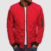Men's Bomber Quilted Jacket - Zip Front & Sleeve Pockets